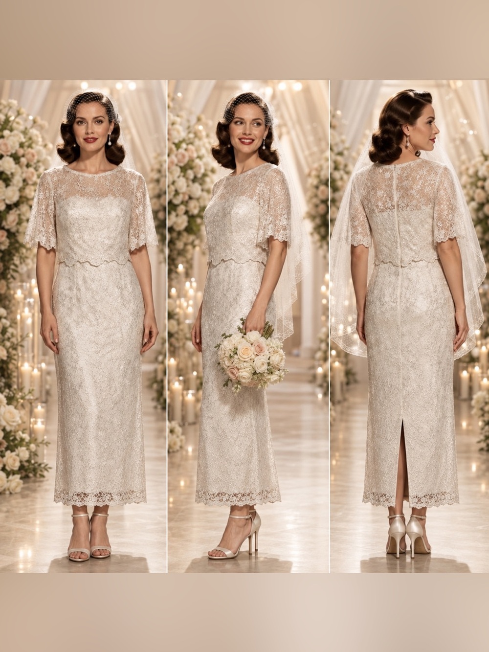 NWT Adrianna Papell Champagne Biscotti Sequin Lace Popover Formal Gown, Size 0P